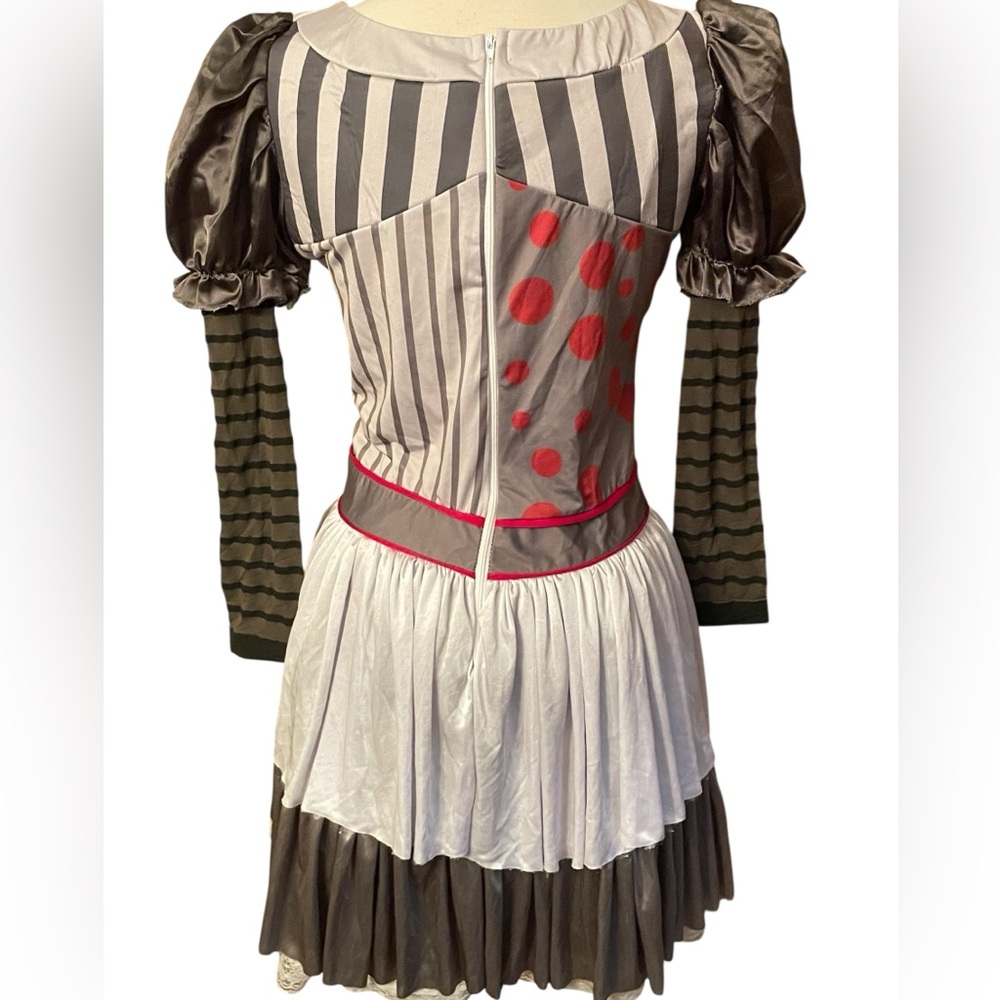 Creepy Clown Woman Dress Puff Sleeves Halloween Costume Cosplay Adult Size Large - Picture 7 of 15